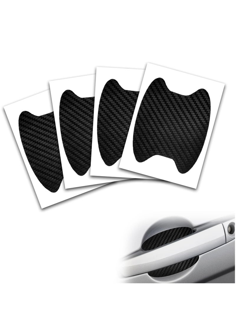 HaHaHai 4 PCS Car Door Handle Sticker, Anti-Scratch Car Door Handle Stickers Set, Carbon Fiber Stickers,  Non-Marking Auto Door Handle Protective Film, Universal for Most Car Handles (Black)  - Image 1