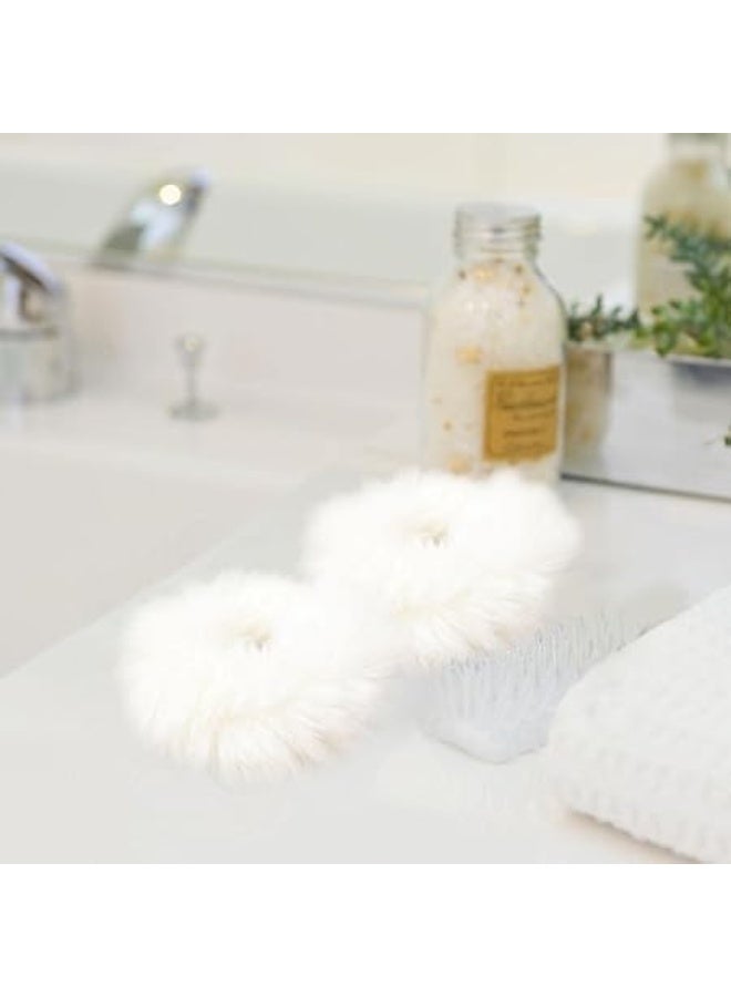 Fluffy Faux Fur Hair Scrunchies – White, Pack of 2, Soft Elastic Hair Bands for Women & Girls - Image 4