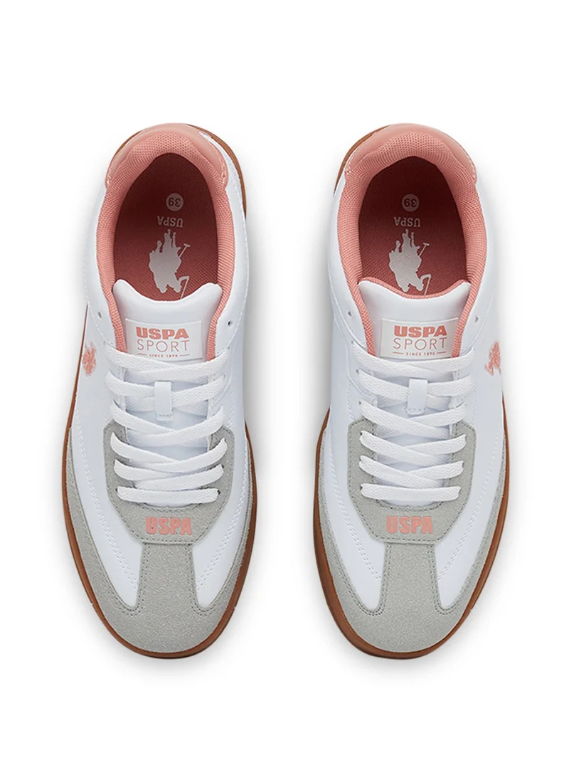 U.S. Polo Assn. Women's White Low-Top Sneakers - Lightweight Timeless Lace-Up Style, Ideal for Casual Outings