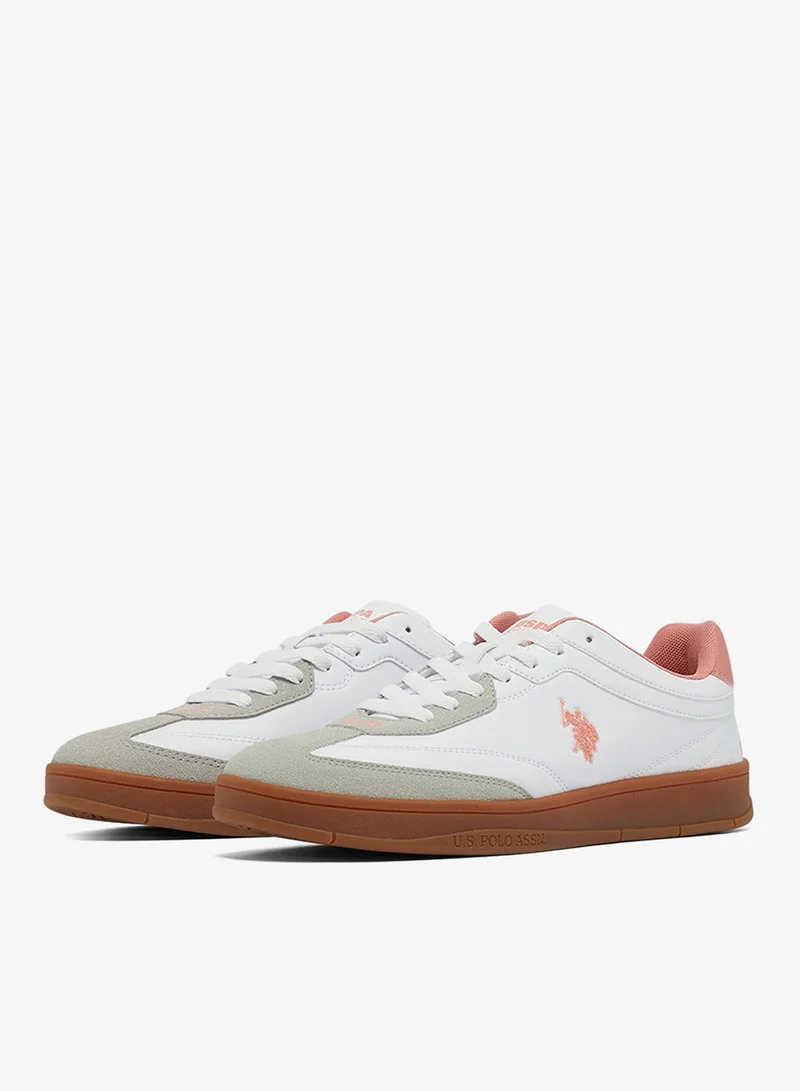 U.S. Polo Assn. Women's White Low-Top Sneakers - Lightweight Shoes Timeless Lace-Up Style, Ideal for Casual Outings