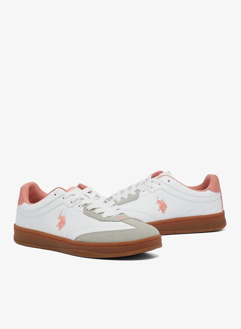 U.S. Polo Assn.  Women's White Low-Top Sneakers - Lightweight Shoes Timeless Lace-Up Style, Ideal for Casual Outings for Women | Best Price UAE