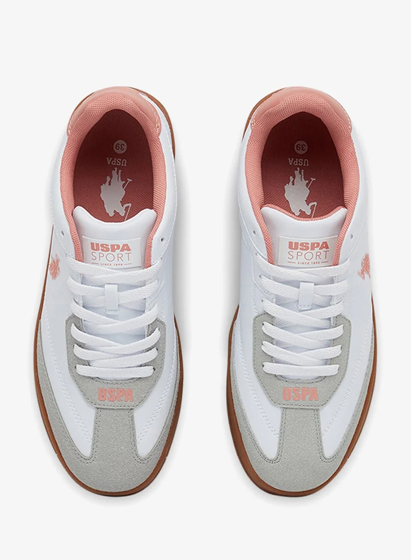 U.S. Polo Assn.  Women's White Low-Top Sneakers - Lightweight Shoes Timeless Lace-Up Style, Ideal for Casual Outings for Women | Best Price UAE