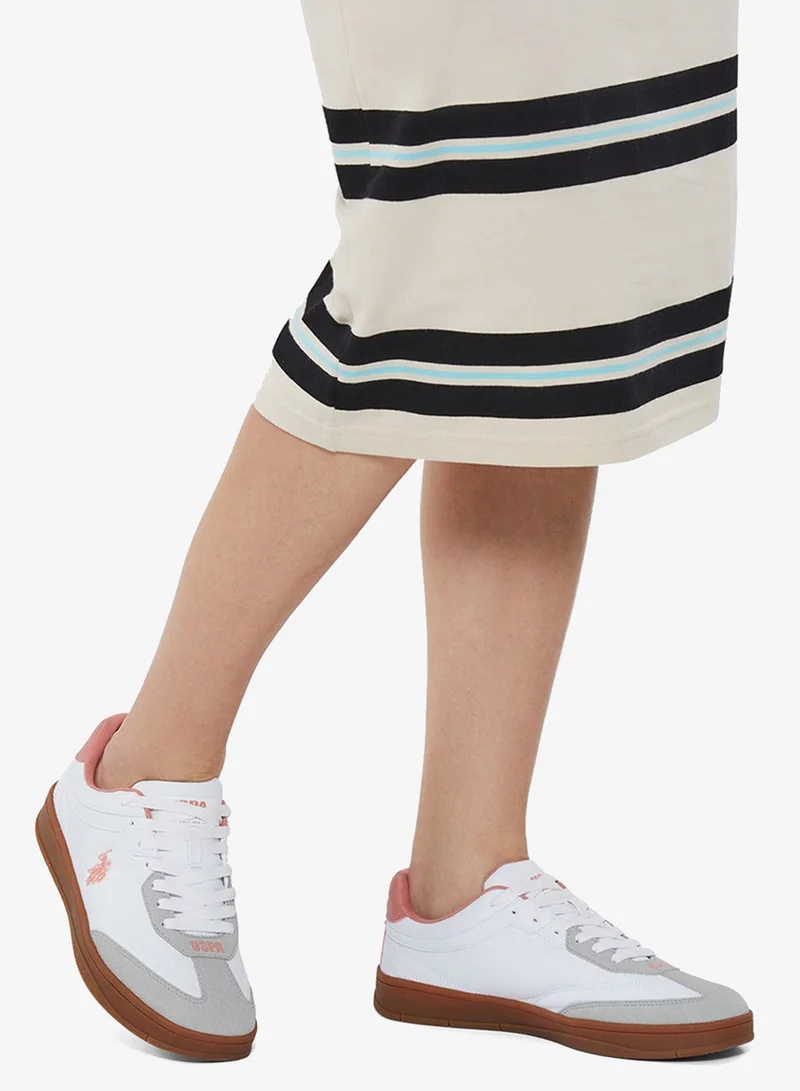 U.S. Polo Assn.  Women's White Low-Top Sneakers - Lightweight Shoes Timeless Lace-Up Style, Ideal for Casual Outings for Women | Best Price UAE