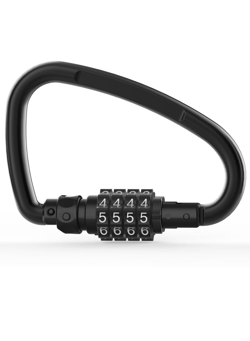 SYOSI Bike Lock Heavy Duty Combination Lock with 4-Digit Code Anti Theft Bicycle Lock Chain D-Shaped Code Lock for Looped Bike Security Cable Lock Helmetlok Outdoor Fence Travel Case Black - Image 1