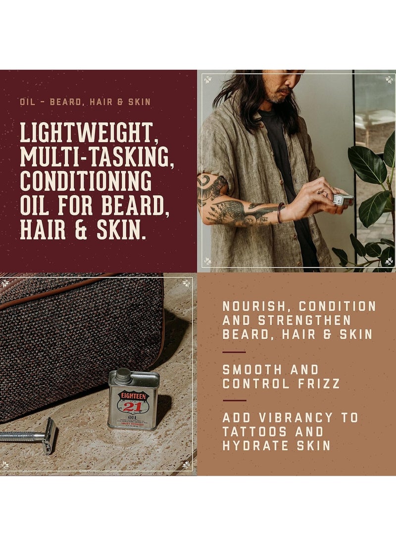 18.21 Man Made - 18.21 Man Made Hair, Skin & Beard Oil for Men, 4 Scents - Non-Greasy, Conditioning Balm with Castor Seed, Jojoba, and Argan Oils - Premium Tattoo and Mustache Care Products - Image 1