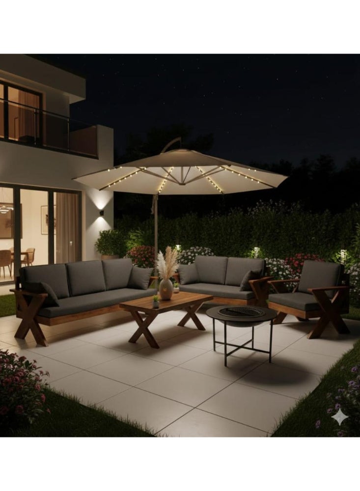 5-piece outdoor seating for 7 people with table