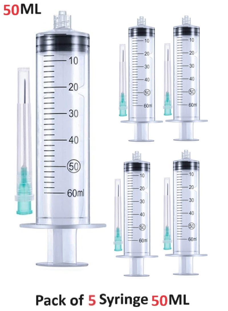 Set Of 5 Piece  Medical Disposable Syringe With Needle 50 ML - Image 1