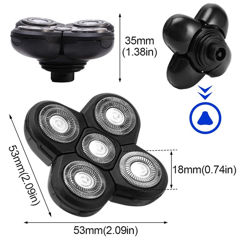 Tookie 5 Head Shaver Heads, 2PCS Shaver Blade Heads Shaver Replacement for Electric Razor Shaving Bald Tool, Head and Face Electric Razor Shaver Head, Not Fit for Remington Razors and Skull Rotary Razors - Image 2