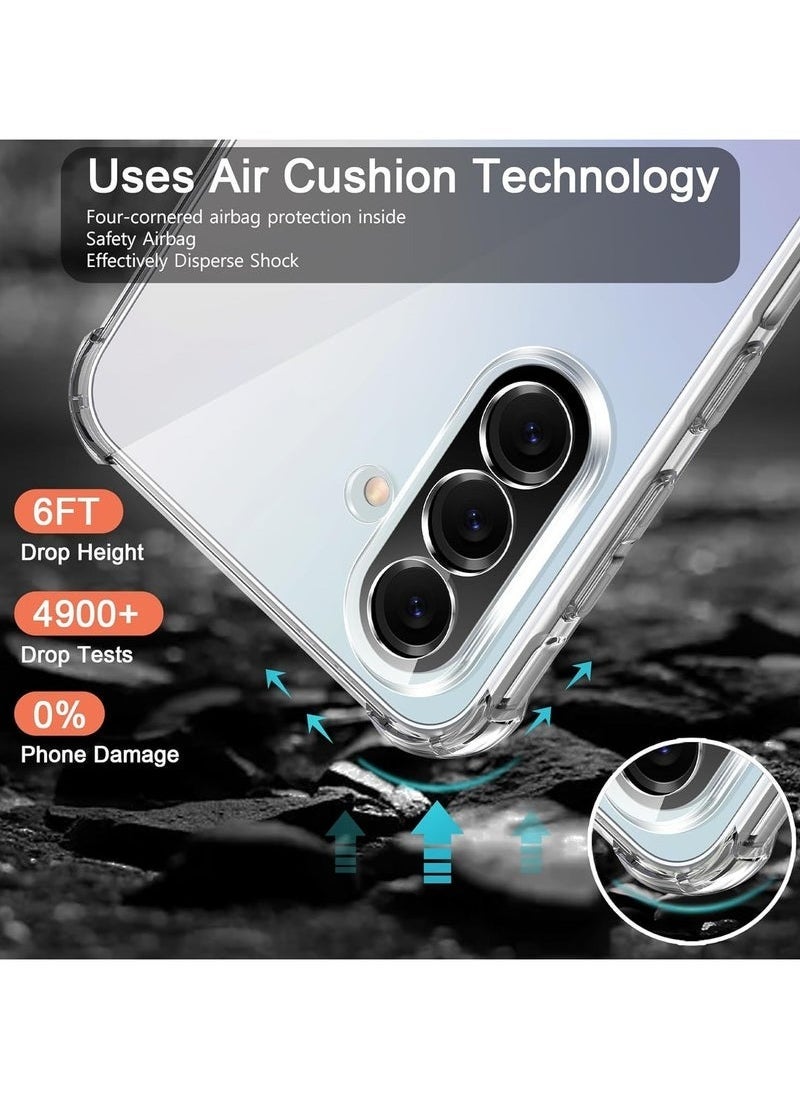 Samsung Galaxy A36 5G 2025 Shockproof Clear Case with 2-Pack Tempered Glass Screen Protector | Transparent Anti-Yellow TPU Bumper Cover with Edge-to-Edge Full Screen Protection | Slim Fit Drop-Resis - Image 4