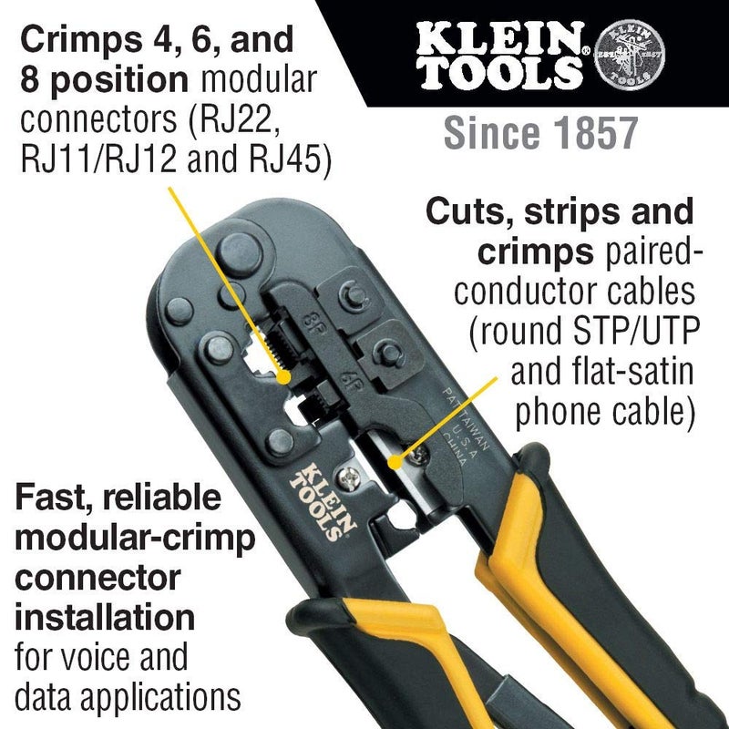 Klein Tools VDV026-212 Coax Installation Kit with Crimp Tool, Cable Cutter, Stripper and F connectors with Storage Bag - Image 2