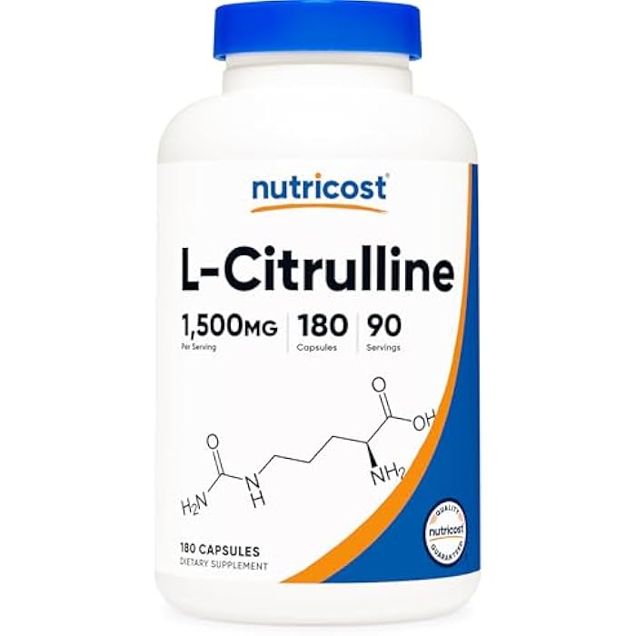 Nutricost L-Citrulline 1500mg, 180 Capsules - 750mg Per Capsule, Gluten Free, Non-GMO, Packaging May Vary - Image 1