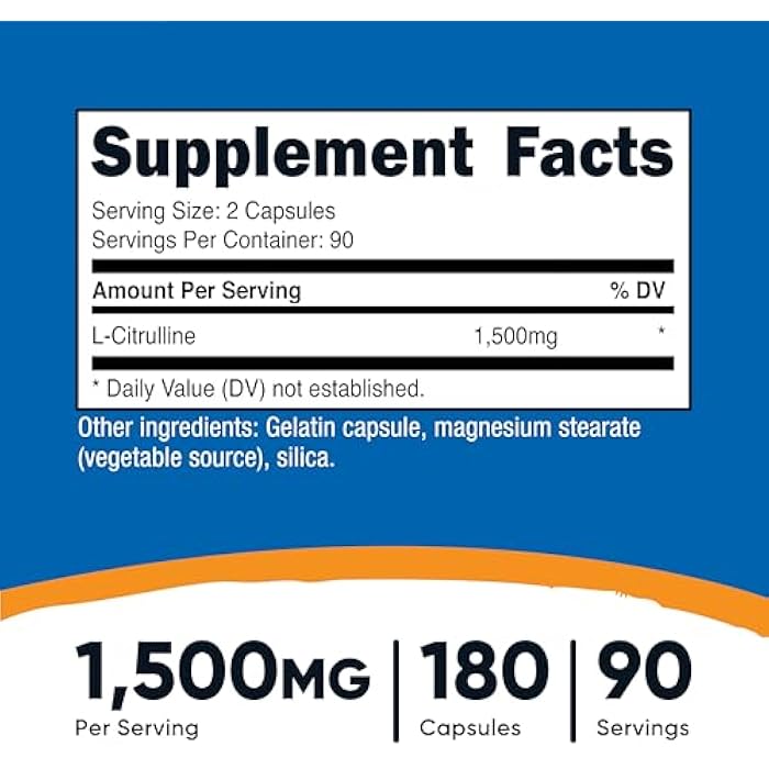 Nutricost L-Citrulline 1500mg, 180 Capsules - 750mg Per Capsule, Gluten Free, Non-GMO, Packaging May Vary - Image 2