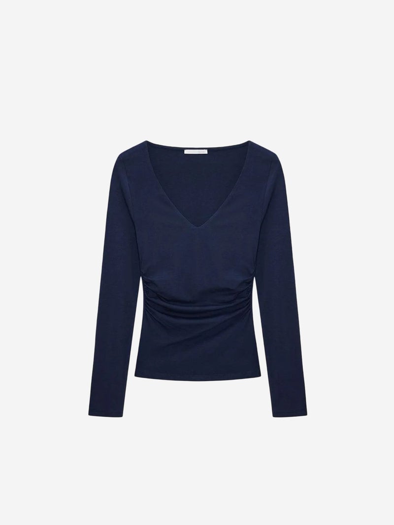 DILVIN Slim Fit V-Neck Knit Blouse - Image 1