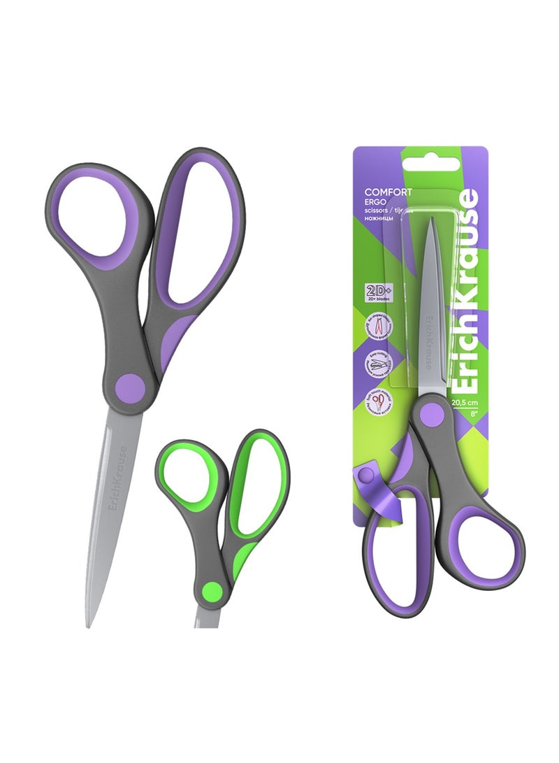 ErichKrause 1-Piece Comfort Ergo Stainless Steel Scissors 20.5cm Size Assorted Handles - Image 4