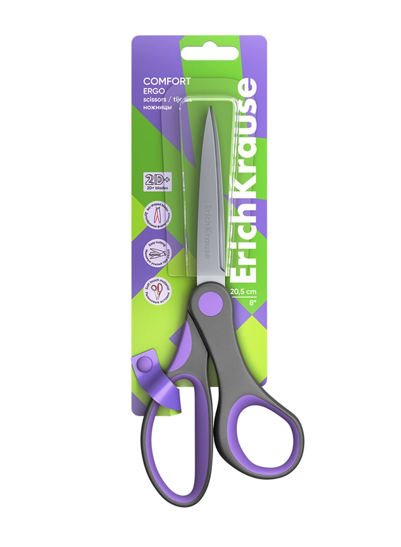 ErichKrause 1-Piece Comfort Ergo Stainless Steel Scissors 20.5cm Size Assorted Handles - Image 1