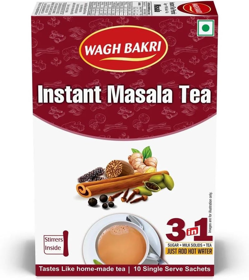 Wagh Bakri Instant Masala Tea - 3 in 1, 10 Single Serve Sachets - Image 5