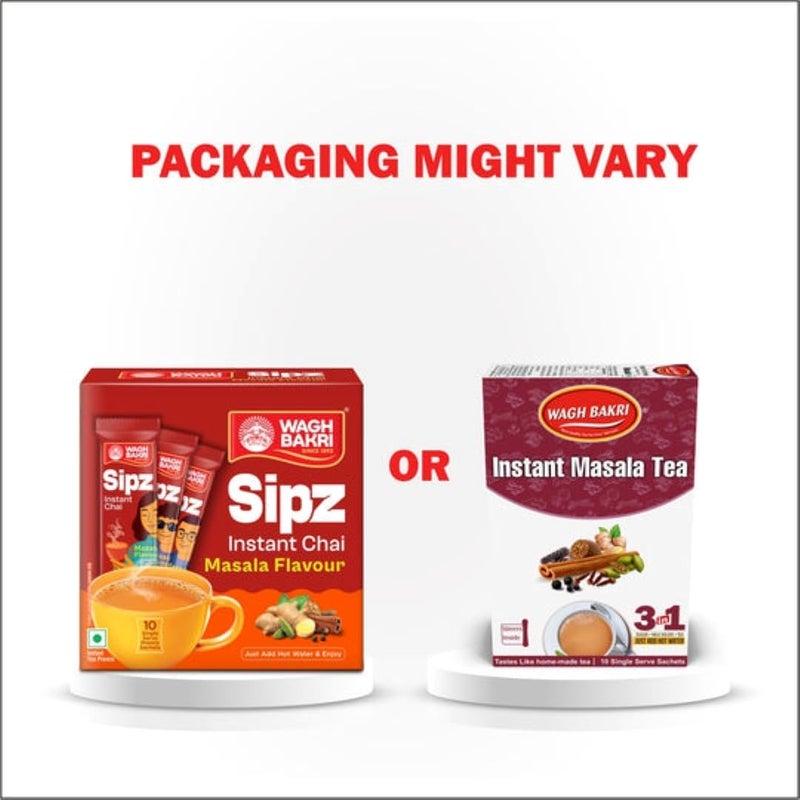 Wagh Bakri Instant Masala Tea - 3 in 1, 10 Single Serve Sachets - Image 3