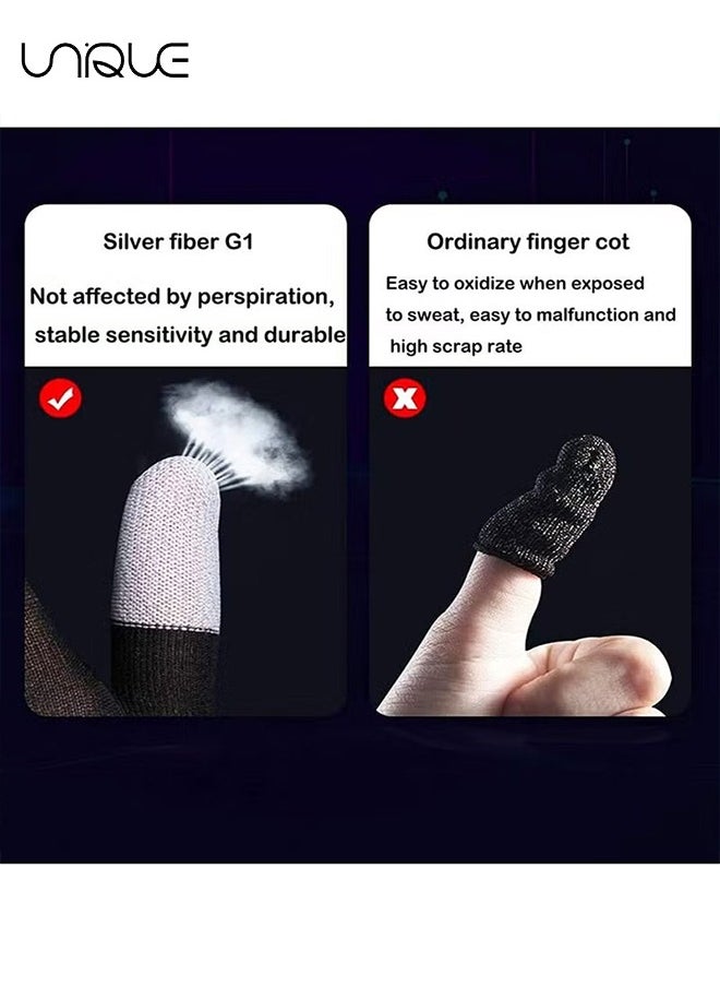 Unique E-Sports Gaming Gloves Finger Sleeves Anti-Sweat Breathable Thumb for Highly Sensitive Nano-Silver Fiber Material and Nylon PUBG Mobile Phone Games Accessories (Black)  - Image 5