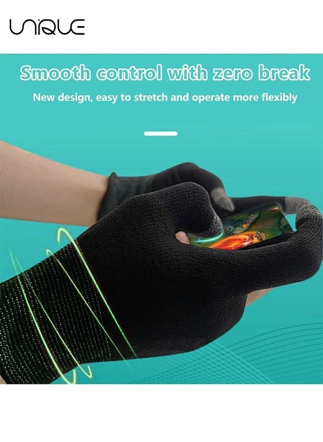 Unique E-Sports Gaming Gloves Finger Sleeves Anti-Sweat Breathable Thumb for Highly Sensitive Nano-Silver Fiber Material and Nylon PUBG Mobile Phone Games Accessories (Black)  - Image 3