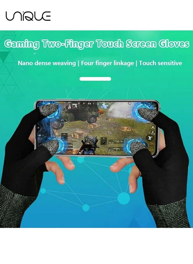 Unique E-Sports Gaming Gloves Finger Sleeves Anti-Sweat Breathable Thumb for Highly Sensitive Nano-Silver Fiber Material and Nylon PUBG Mobile Phone Games Accessories (Black)  - Image 4