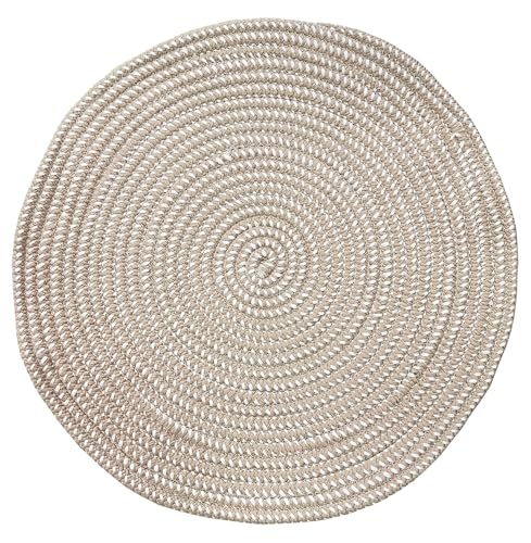 HUAHOO Hand Woven 2 ft Round Area Rug for Living Room Bedroom Study Carpet Chair Base Mat Pad Vase Cushion 2 Round Light Camel - Image 1