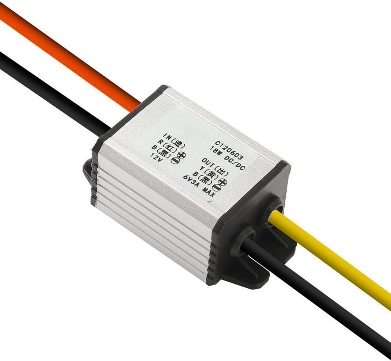 DORHEA 12V to 6V Car Power Voltage Converter DC 9V-22V 12V to 6V Buck Voltage 3A 18W Waterproof DC Step Down Volt Module Power Supply Board Compatible with Car Vehicle Automotive LED Display Radio - Image 1