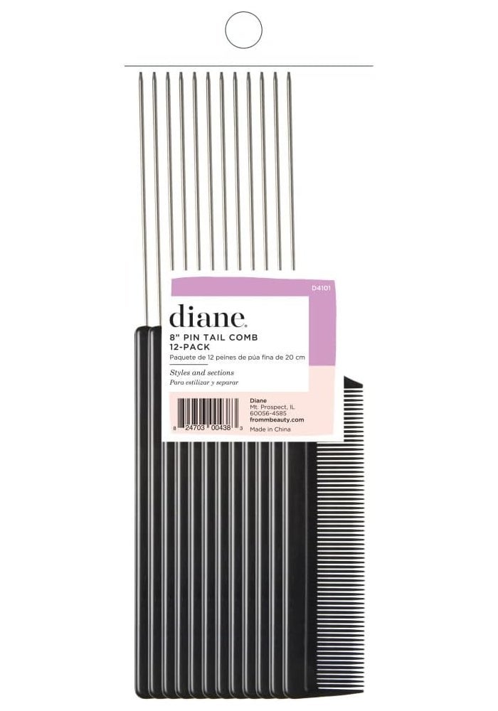 Diane D4101 Pin Tail Combs - 12 Count, 8.25 Inch Hair Styling Tool - Image 2