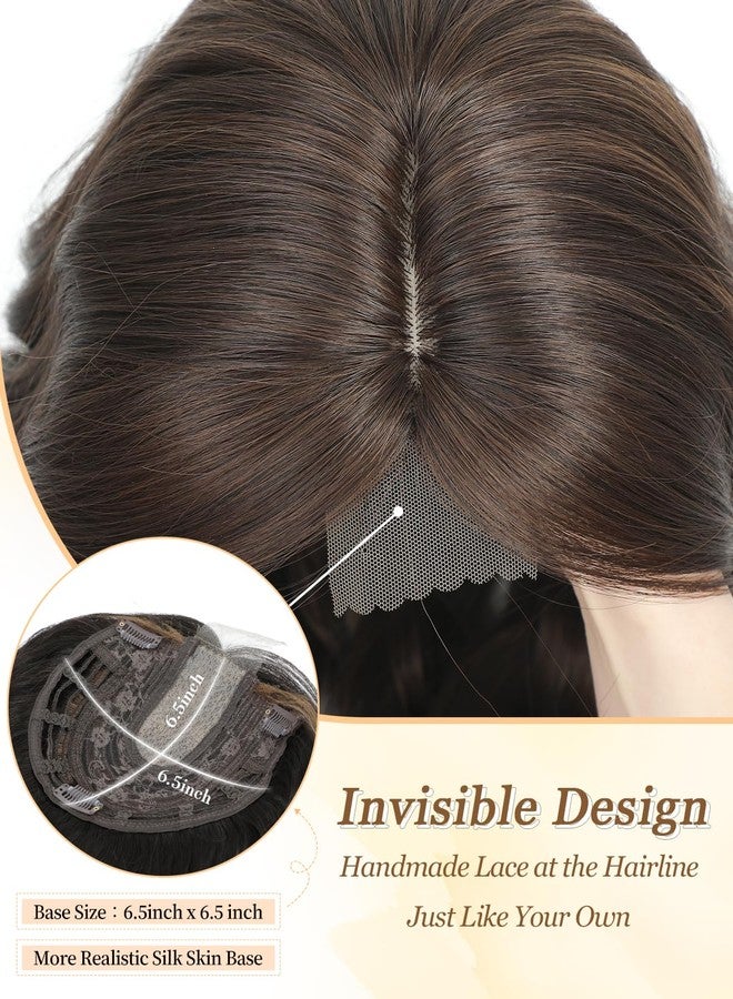 PANEWAY Hair Topper 16 Inch, Wavy Curly Soft Brown Clip-in Wiglet for Women, Synthetic Top Piece to Add Volume & Thickness - Image 3