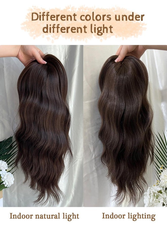 PANEWAY Hair Topper 16 Inch, Wavy Curly Soft Brown Clip-in Wiglet for Women, Synthetic Top Piece to Add Volume & Thickness - Image 5
