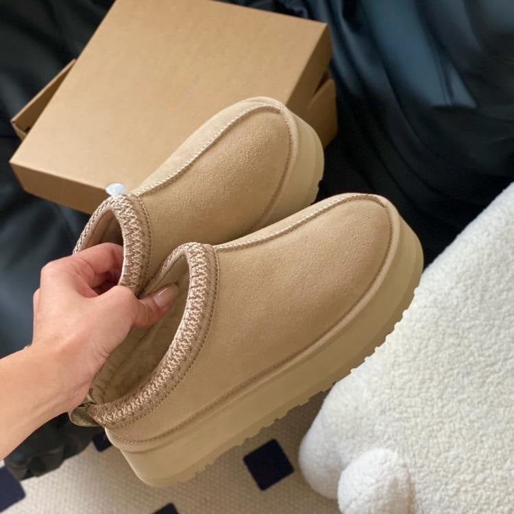 Ethnic Style Snow Boots Women'S Thick Bottom Woven Slippers Cowhide Wool Warm Foam Bottom Short Tube Non-Slip Increased Plus Size - Image 1