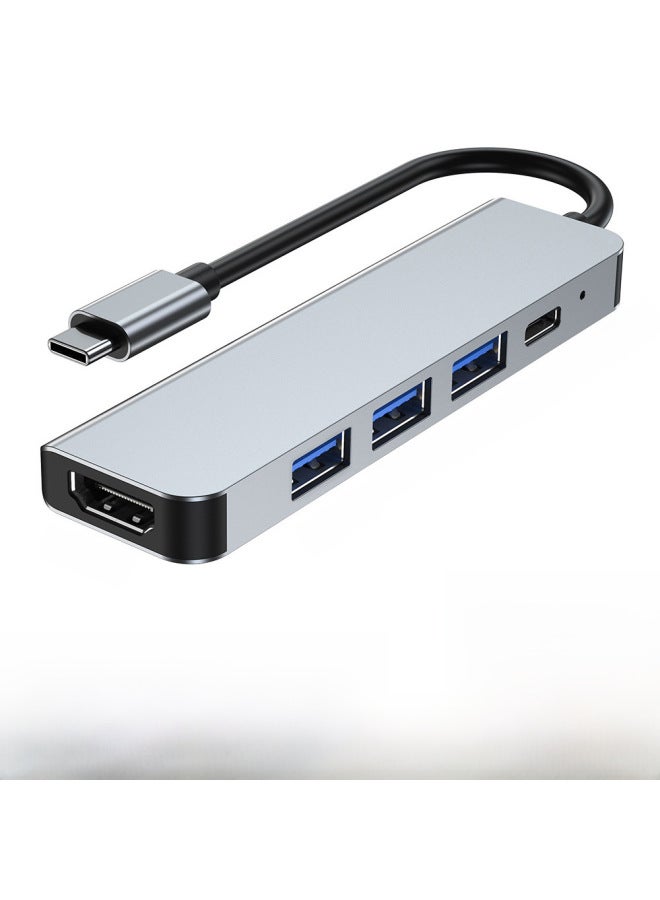 Typec Docking Station HDMI Cable HD Monitor Hub Projection Screen USB3.0 Computer Multi-port Five-in-one Docking Station-Number Of Interfaces:Five-in-one HDMI4k + USB3.0 * 2 + PD100W + Gigabit Network Port  - Image 2