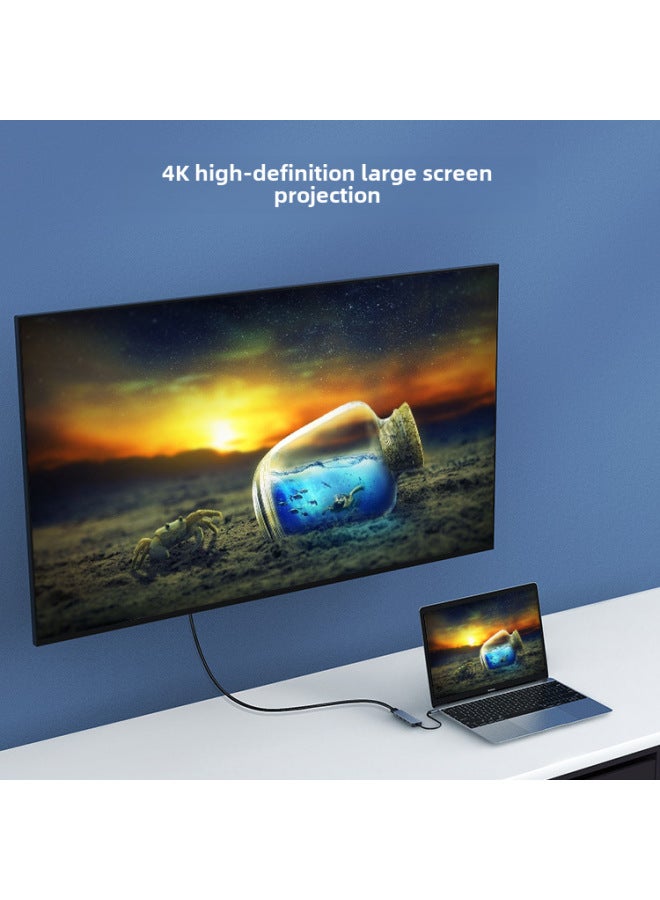 Typec Docking Station HDMI Cable HD Monitor Hub Projection Screen USB3.0 Computer Multi-port Five-in-one Docking Station-Number Of Interfaces:Five-in-one HDMI4k + USB3.0 * 2 + PD100W + Gigabit Network Port  - Image 4
