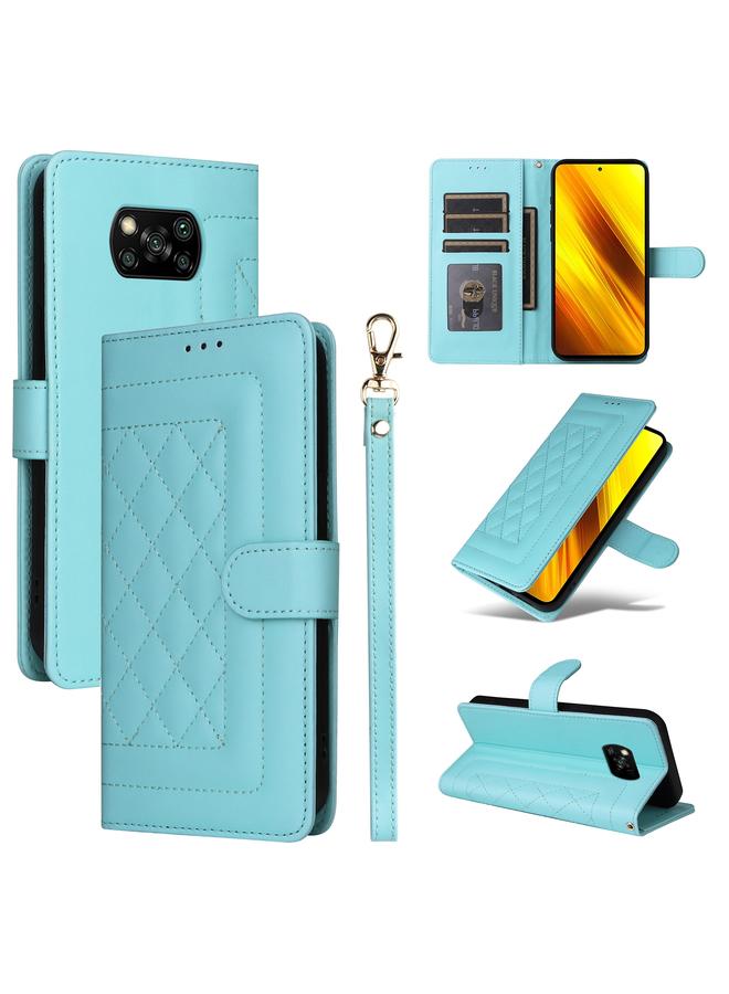Case For Xiaomi Poco X3 NFC Diamond Lattice Leather Flip Phone Case