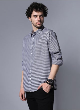 Black Regular Fit Cotton Shirt for Men, Micro Check Pattern, Casual Wear - pzsku/Z4F902A200A35C38992A8Z/45/_/1728306647/328de90f-c7b6-4cd5-a17a-8774bad4abef