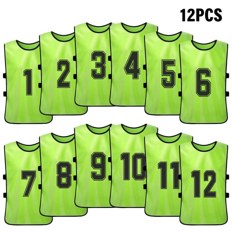 12PCS Kid's Football Pinnies Quick Drying Soccer Jerseys Youth Sports Scrimmage Basketball Team Training Numbered Bibs Practice Sports Vest - Image 1