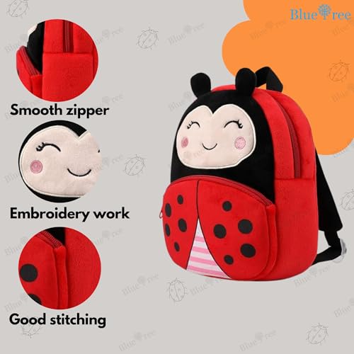 blue tree Cute Kids Backpack Toddler Bag Plush Animal Cartoon Mini Travel Bag for Baby Girl Boy 1-6 Years, Ideal for Gifting for Kids (Red Bee) - Image 4