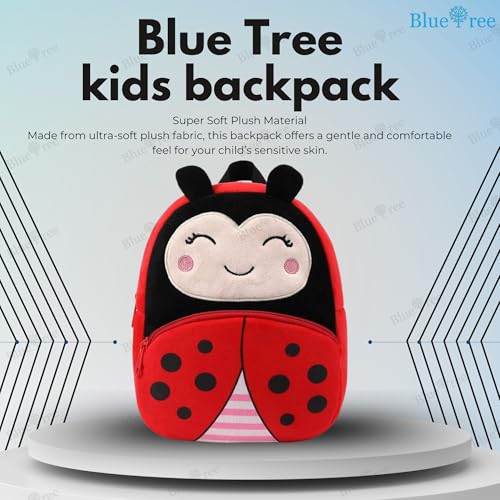 blue tree Cute Kids Backpack Toddler Bag Plush Animal Cartoon Mini Travel Bag for Baby Girl Boy 1-6 Years, Ideal for Gifting for Kids (Red Bee) - Image 2