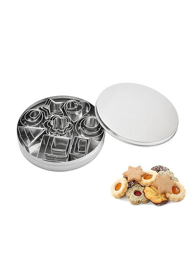 yongsheng - 24-Piece Cookie Cutters Silver-Mini Metal Cookie Cutters Set Clay Cutters/Mini Fruit Vegetable Cutters/Star Heart Round Flower Square Mini Cutters - Cookie Cutters for Kids Lunch/Mini - Image 1