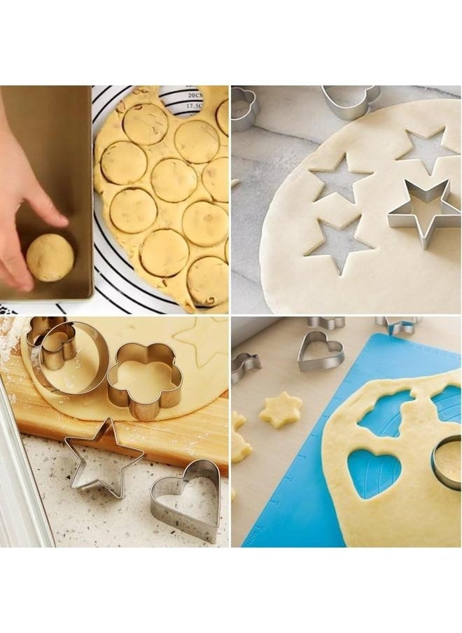 yongsheng - 24-Piece Cookie Cutters Silver-Mini Metal Cookie Cutters Set Clay Cutters/Mini Fruit Vegetable Cutters/Star Heart Round Flower Square Mini Cutters - Cookie Cutters for Kids Lunch/Mini - Image 1
