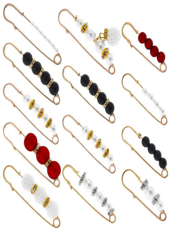 VALUEVIBES Decorative Pearl Clothing Pins for Women - Elegant Artificial Pearl Brooch Set for Shawls, Sweaters, Cardigans, Dresses & Skirts (Bright Style) (13) - Image 1
