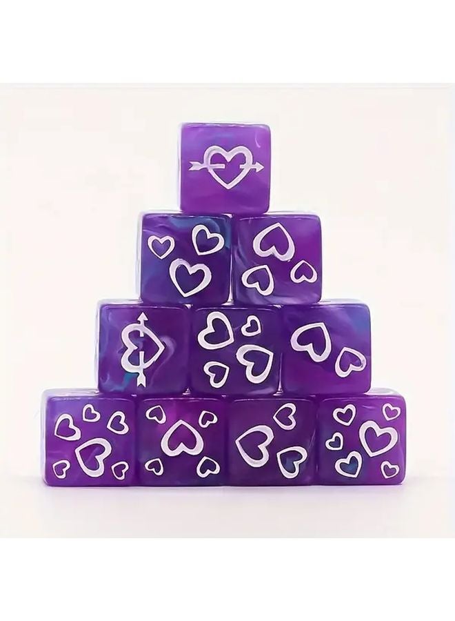 مجموعة أحجار النرد "قلب الحب الأرجواني" 16 ملم بنقش خاص لإكسسوارات ألعاب الطاولة للأزواج - Image 5