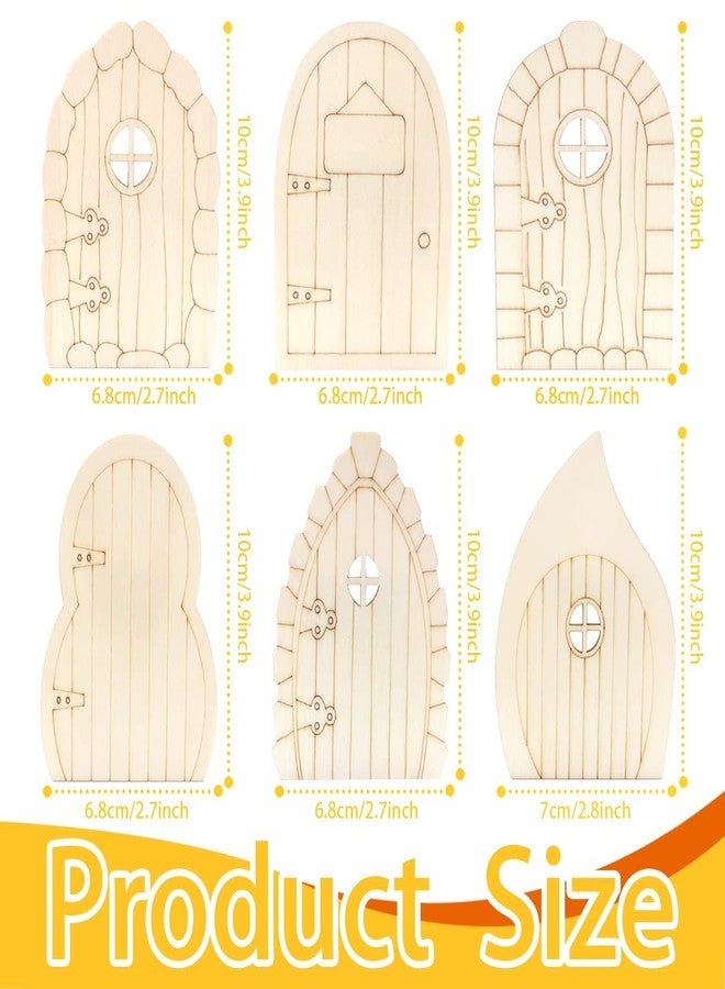 Cinvo 24 Pcs Wooden Fairy Door Craft Elf Door Unfinished Miniature Door Blank Wood Door Mini Fairy House Unpainted Doors for DIY Fairy Garden Home Decor Christmas Holiday Gift Making (6 Styles B) - Image 2