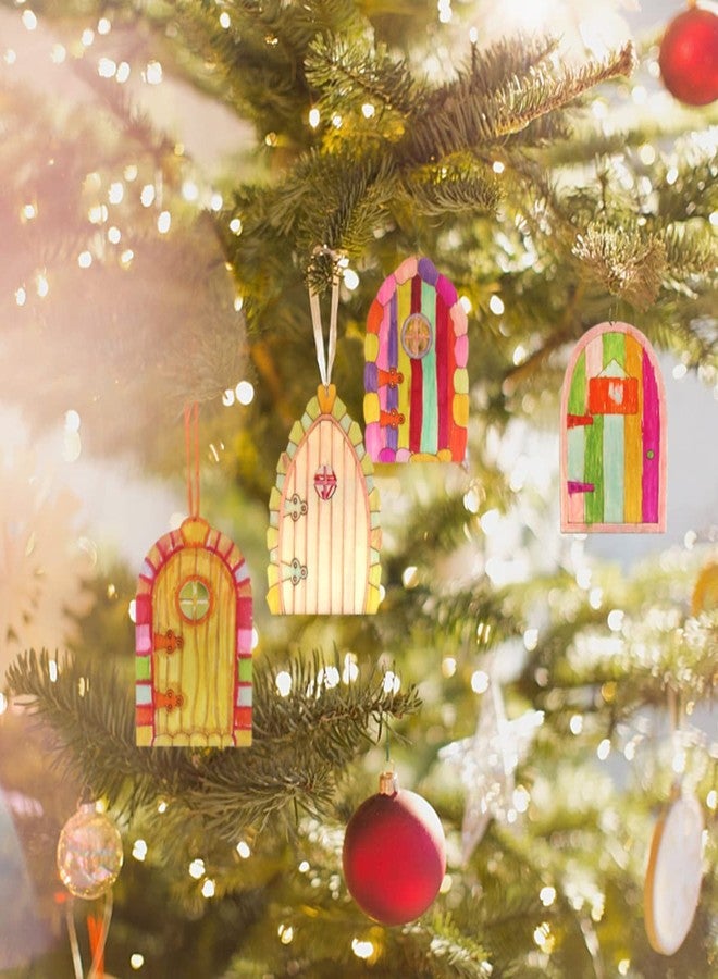 Cinvo 24 Pcs Wooden Fairy Door Craft Elf Door Unfinished Miniature Door Blank Wood Door Mini Fairy House Unpainted Doors for DIY Fairy Garden Home Decor Christmas Holiday Gift Making (6 Styles B) - Image 5