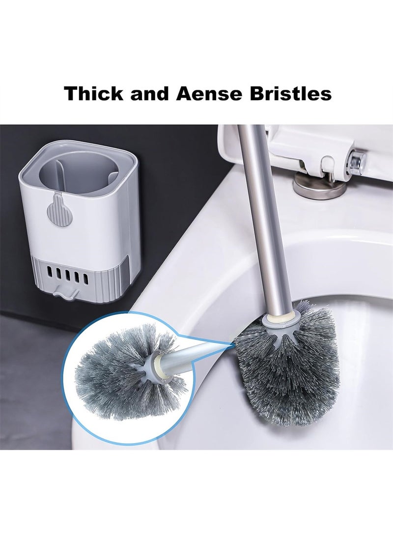 Excefore Toilet Brush and Holder Set 2 Pack Toilet Bowl Brush and Holder, Toilet Bowl Brush with Stainless Steel Long Handle Toilet Brush for Bathroom Floor Standing Wall Mounted All-Round Cleaning - Image 2