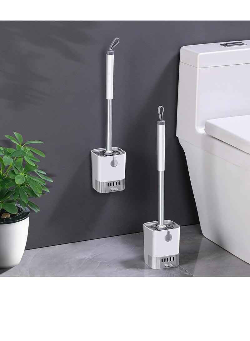 Excefore Toilet Brush and Holder Set 2 Pack Toilet Bowl Brush and Holder, Toilet Bowl Brush with Stainless Steel Long Handle Toilet Brush for Bathroom Floor Standing Wall Mounted All-Round Cleaning - Image 1