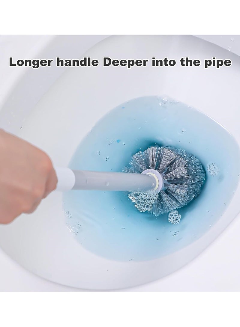 Excefore Toilet Brush and Holder Set 2 Pack Toilet Bowl Brush and Holder, Toilet Bowl Brush with Stainless Steel Long Handle Toilet Brush for Bathroom Floor Standing Wall Mounted All-Round Cleaning - Image 4