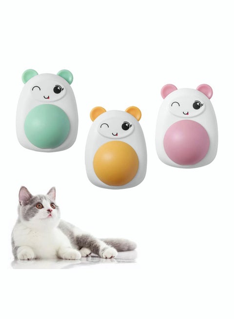 3 Pack Catnip Wall Ball with Cover, Natural Edible Catnip Balls Rotatable Kitten Toys, Cartoon Shape Wall Mount Catnip Ball Pet Interactive Toys for Teeth Cleaning Relieve Anxiety