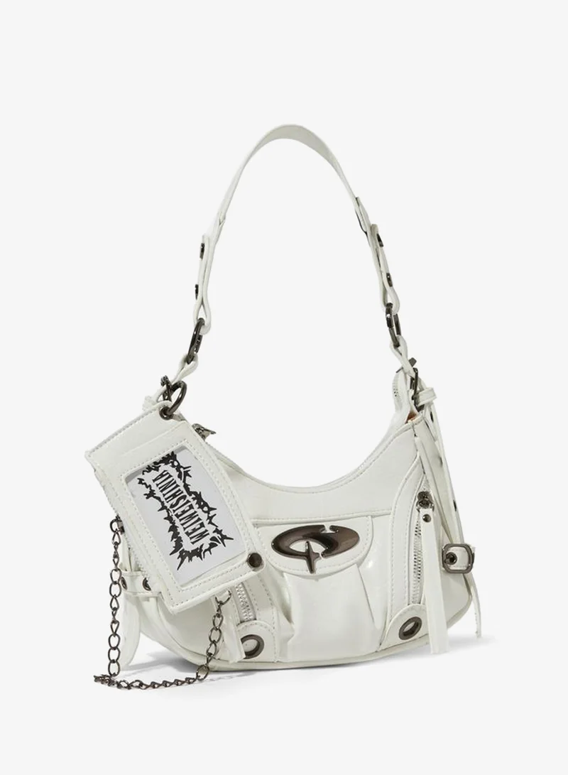Styli White Eyelet Detail Shoulder Bag