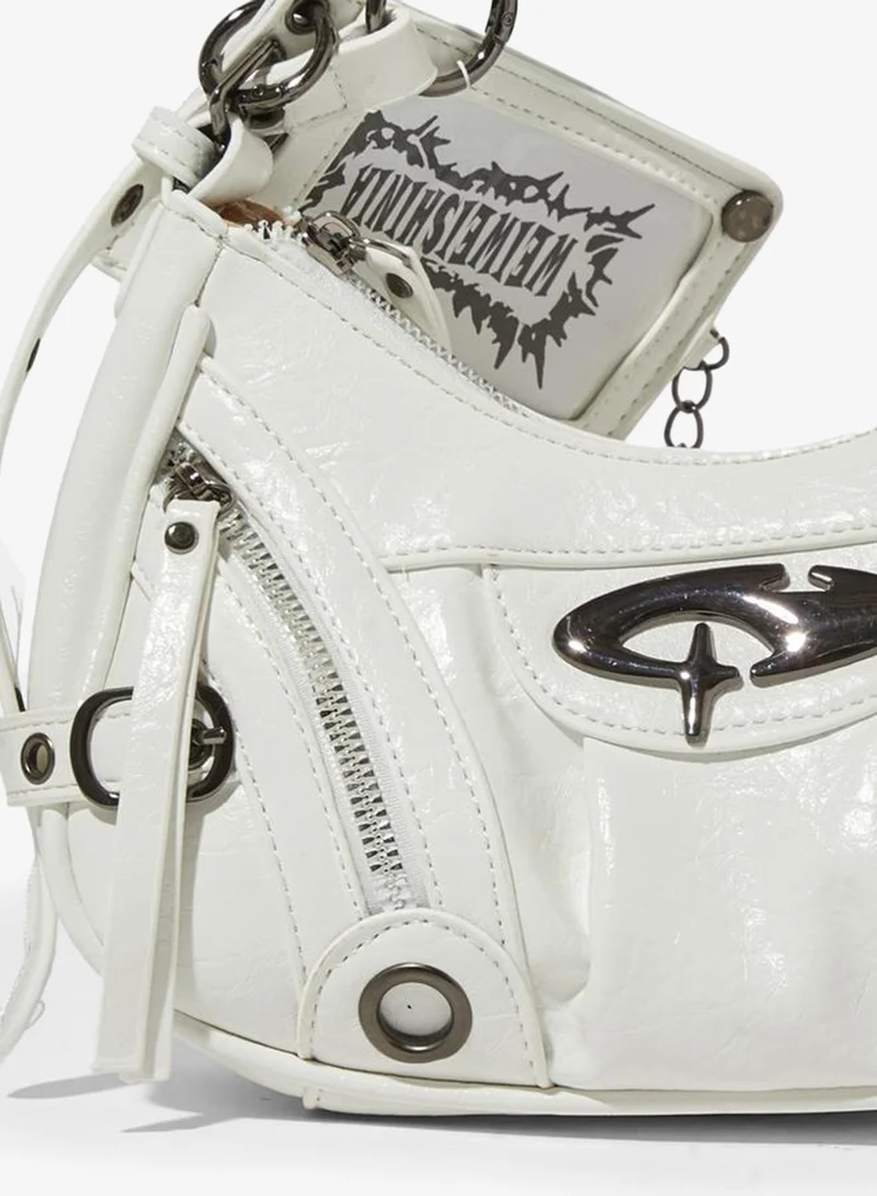 Styli White Eyelet Detail Shoulder Bag