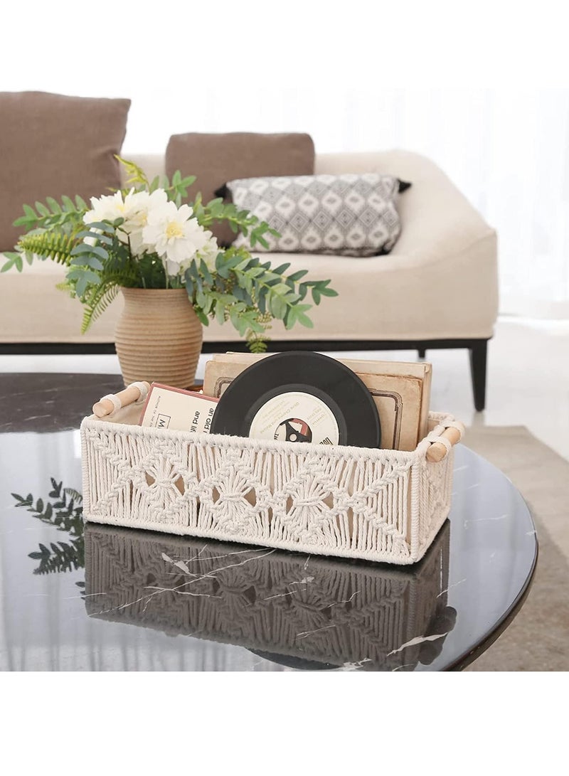 Beauenty Storage Baskets Decor Box Handmade Woven Decorative Countertop Toilet Tank Shelf Cabinet Organizer for Bedroom Nursery Livingroom Home, Set of 2 - Image 4